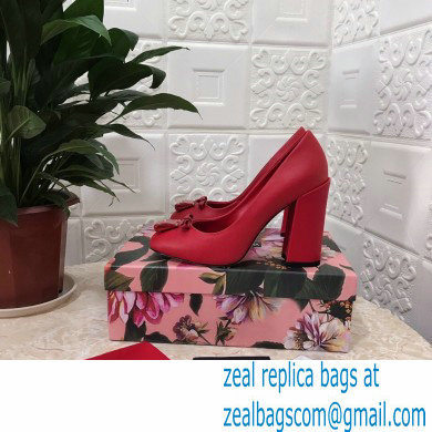 Dolce  &  Gabbana Block Heel 10.5cm Leather Sicily Pumps Red 2021